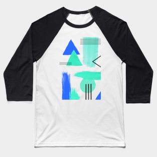 Abstract Composition in Aqua and Blue Baseball T-Shirt